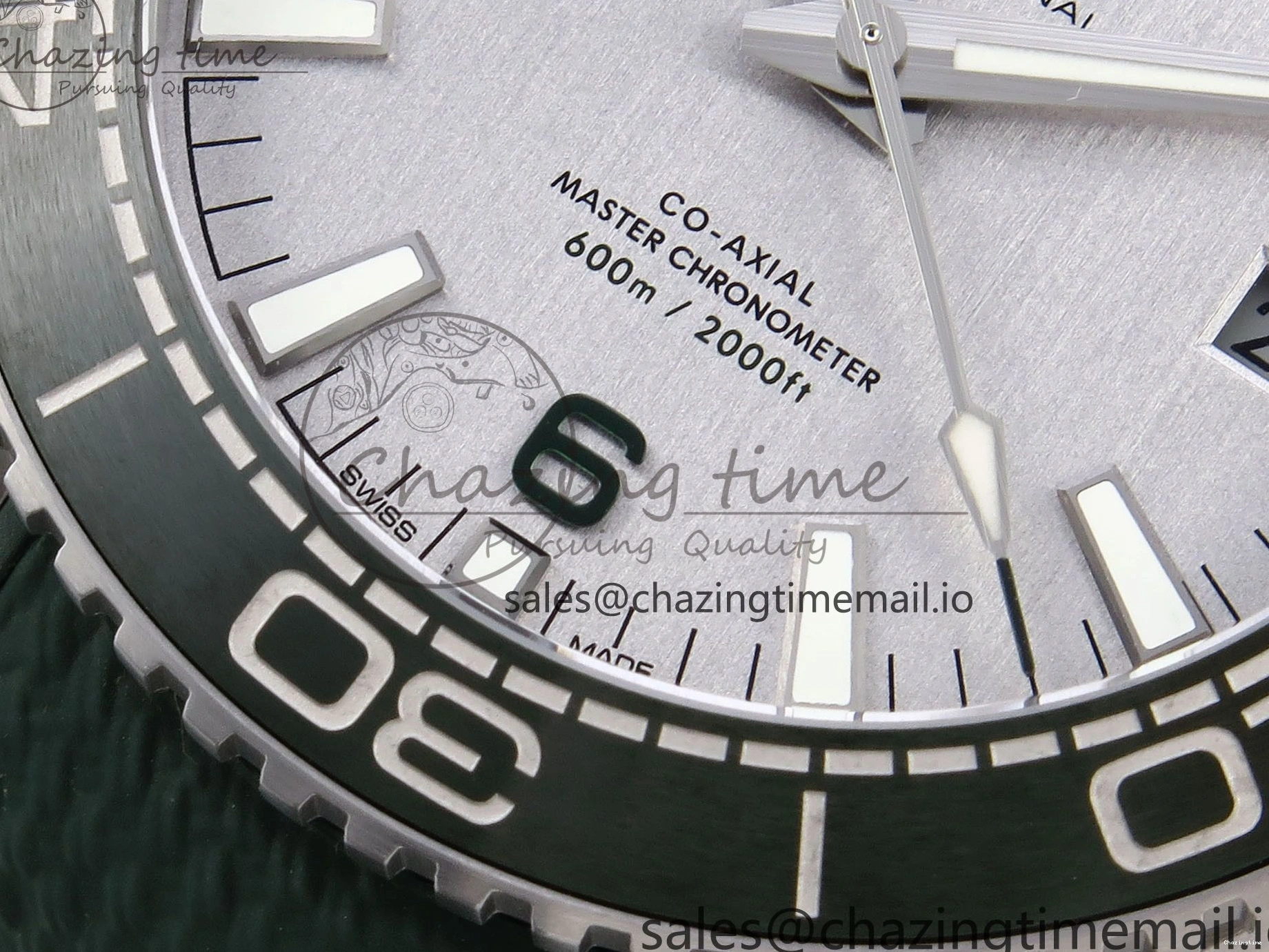 0513 Planet Ocean 43.5mm SS VSF 1:1 Best Edition Green Bezel White Dial on Green Rubber Strap A8900 Super Clone Unisex 7713